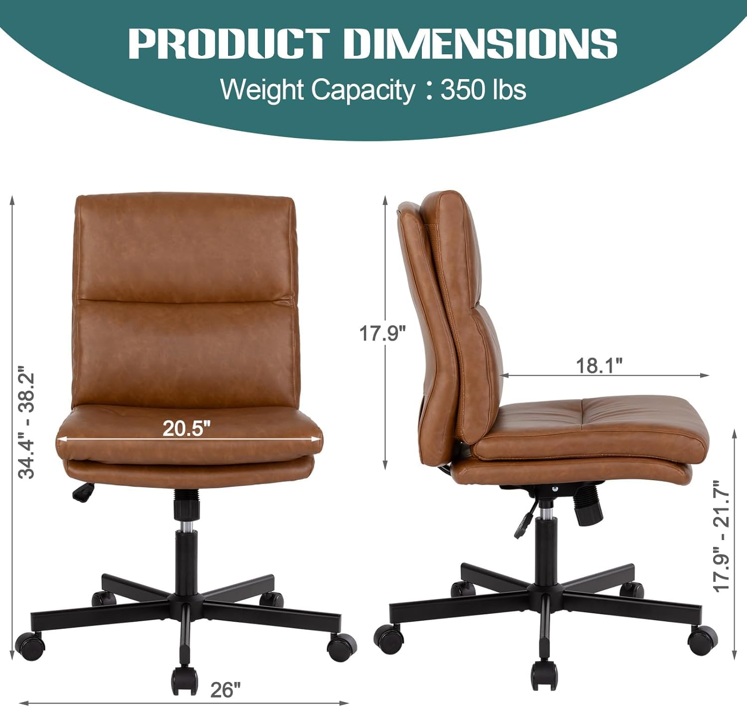 Task Chair Mid Back - Armless Desk Chair, Mid-Back Criss Cross