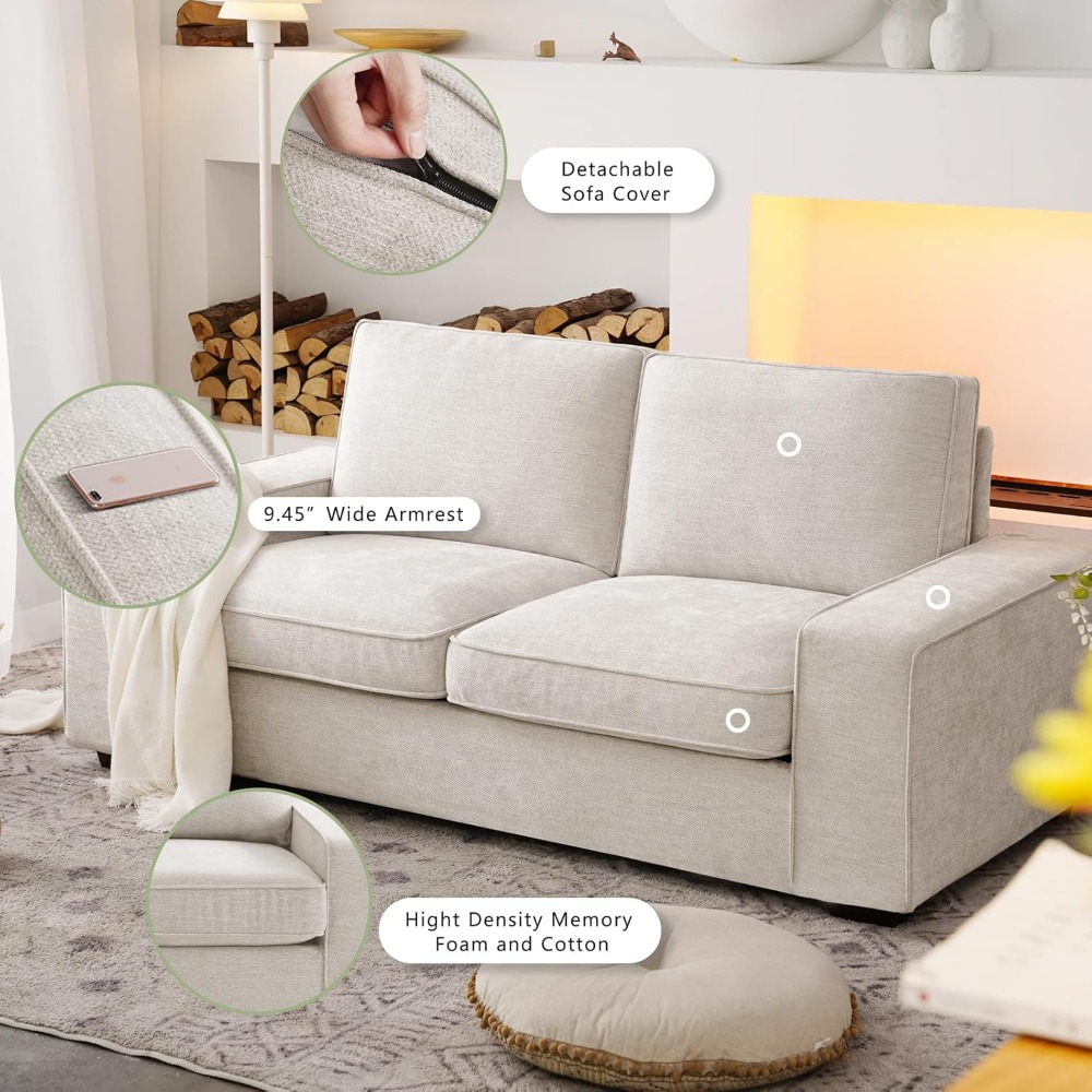 88 Inch Modern Sofa, Chenille  - Office Furniture Removal 评论和价格