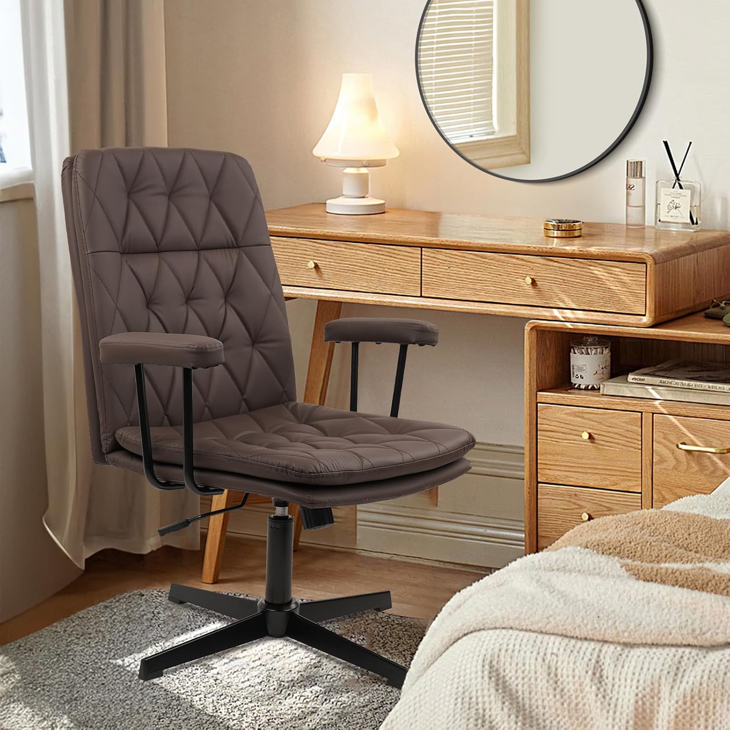 Brown Leather Office Chair No  - Task Chair Mid Back 评论和价格