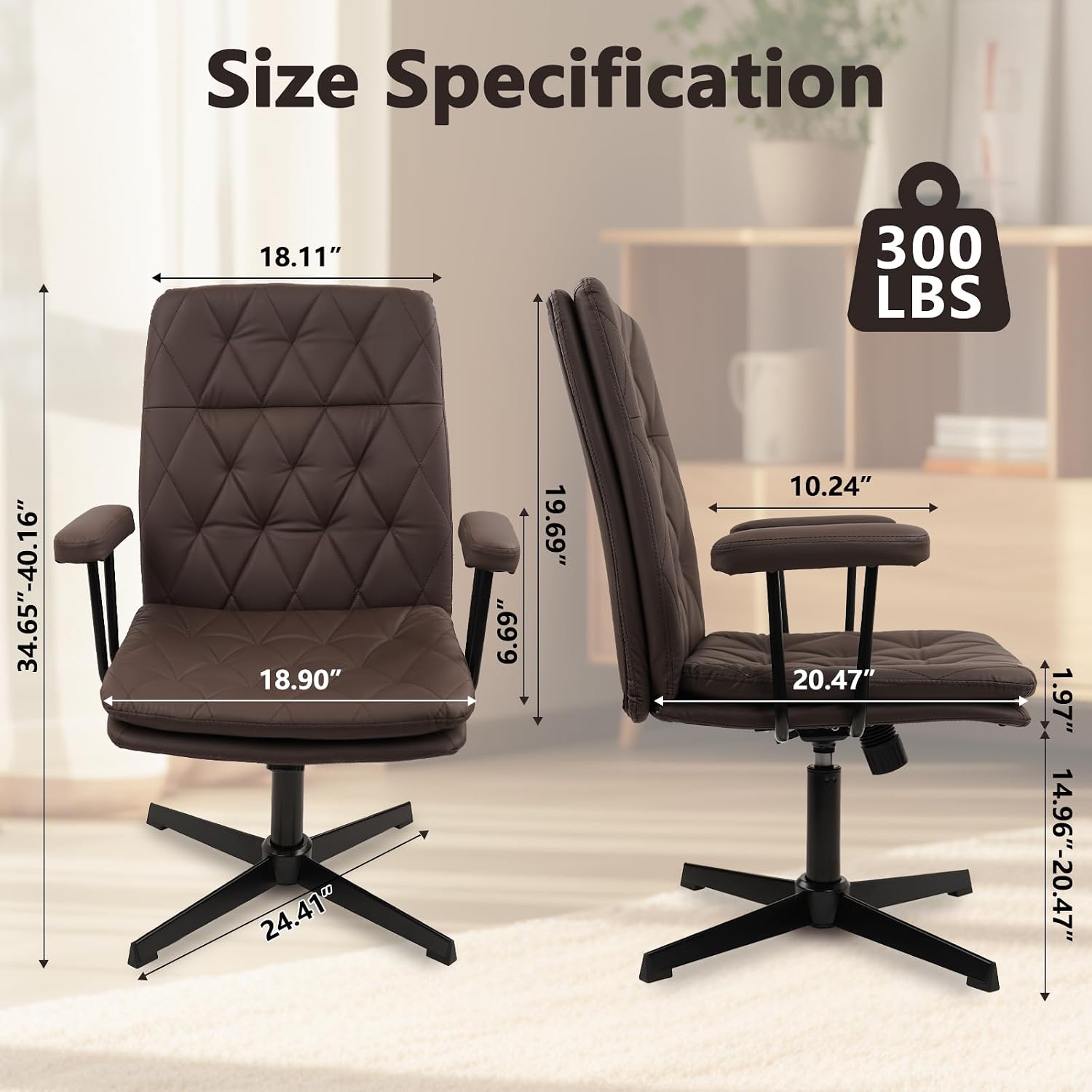 Brown Leather Office Chair No  - Task Chair Mid Back 评论和价格