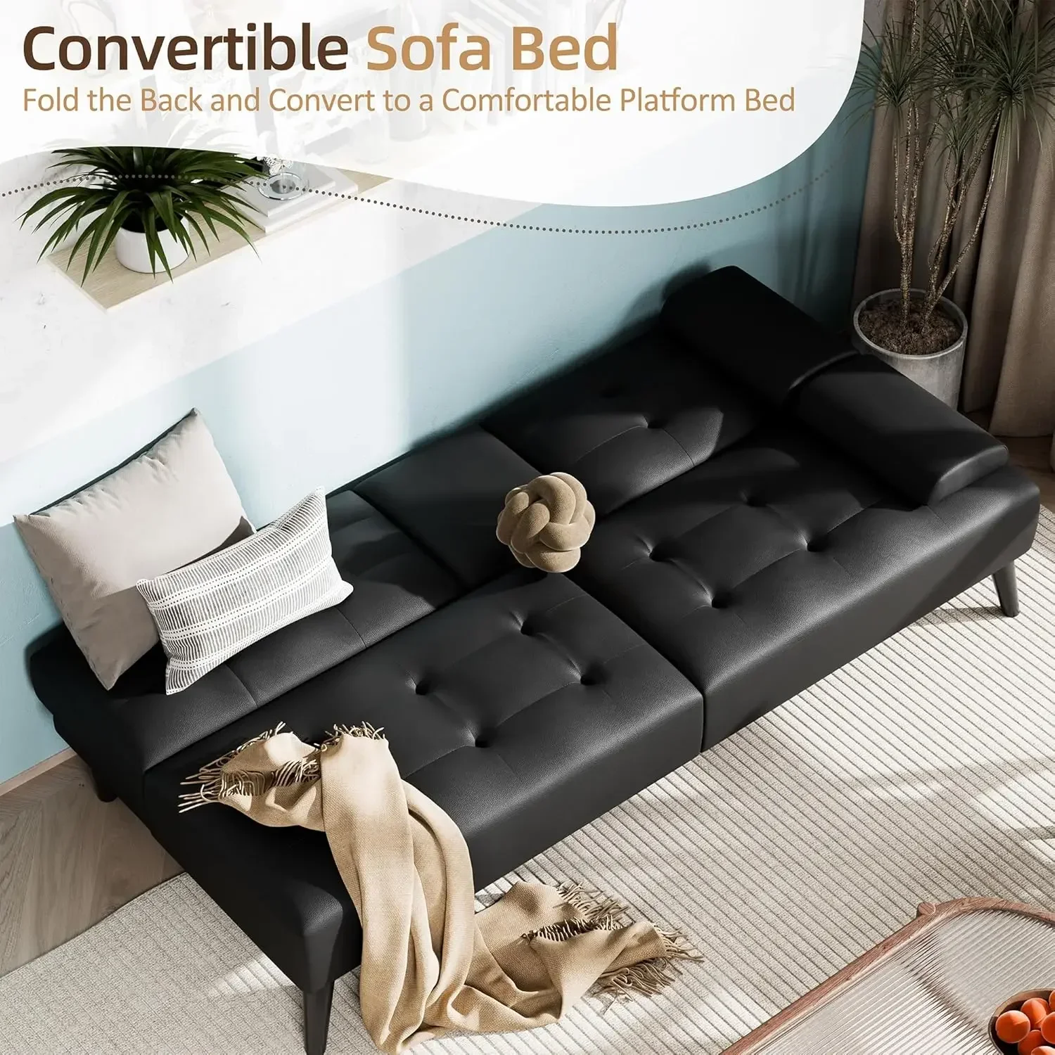 Futon Sofa Bed, Leather Foldab - Office Furniture Removal 评论和价格