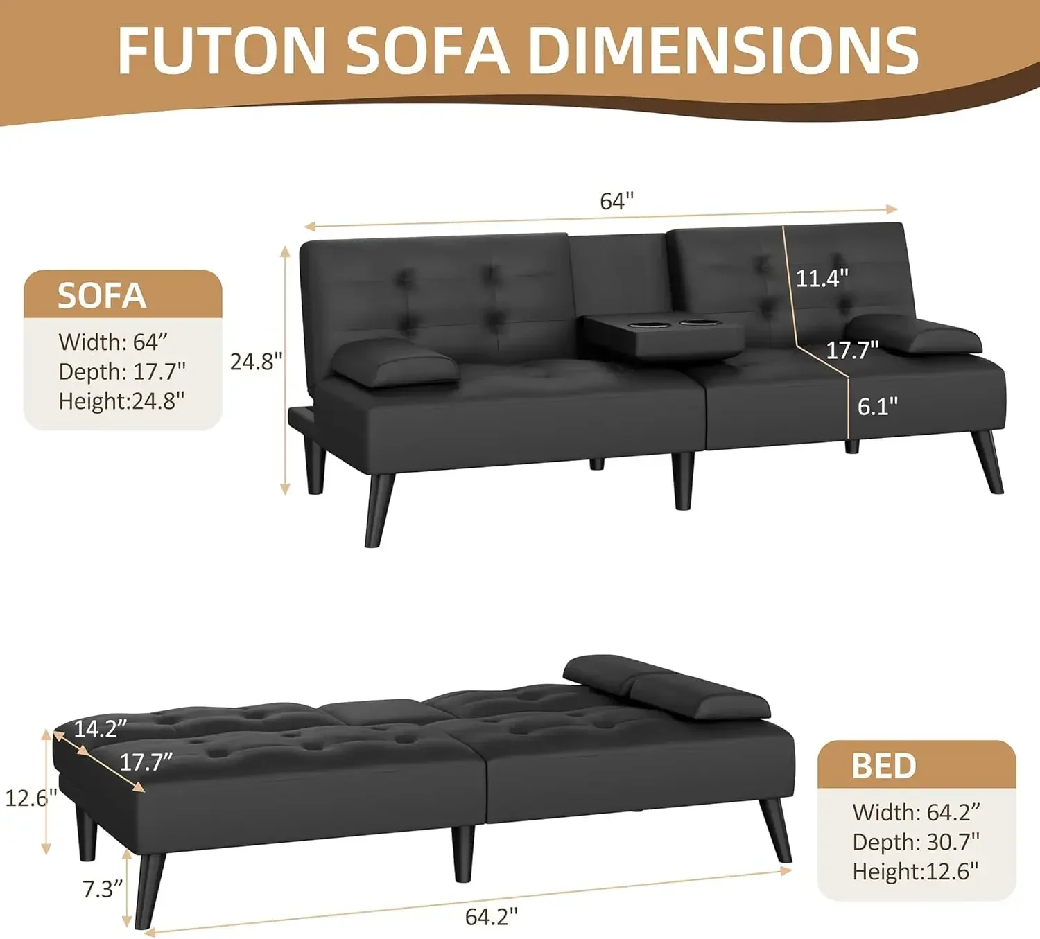 Futon Sofa Bed, Leather Foldab - Office Furniture Removal 评论和价格